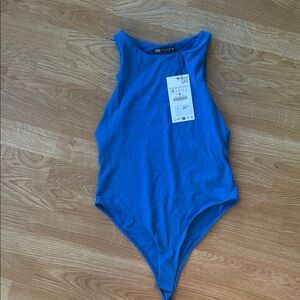 Zara blue high neck body suit. Never worn